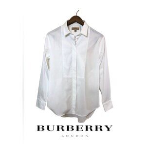 NWT Burberry London 12 UK 14 Uniform White Tuxedo Shirt Blouse Button Down Up